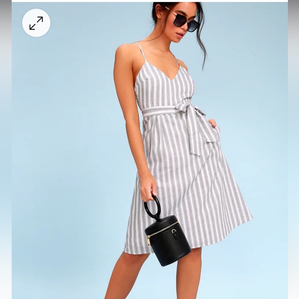 Lulus Nelson Black & White Striped Midi